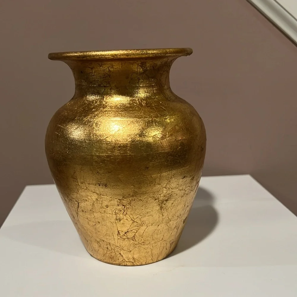 Gold Leaf Clay Vase